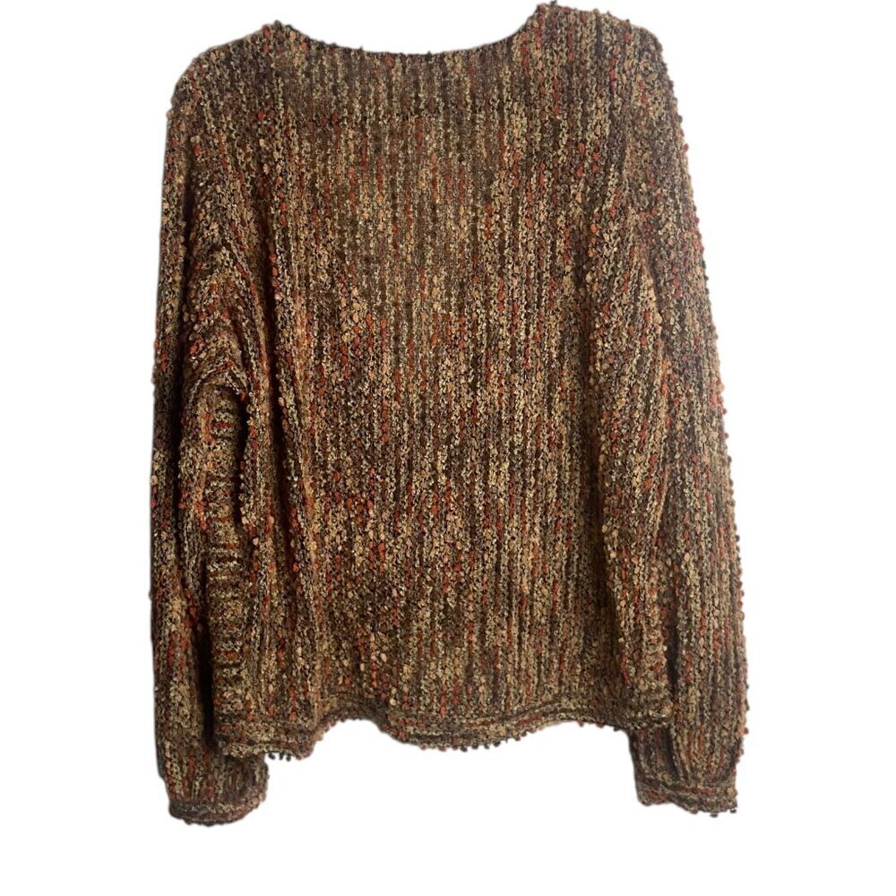 Blu Pepper Size Xl Nubby Surplice Twist Sweater Brown Chunky Knit Fall Cozy Boho - Picture 4 of 9